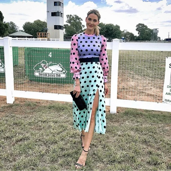 Olivia Rubin Marley Dress Silk Polka Dot Long Sleeve - Picture 2 of 13